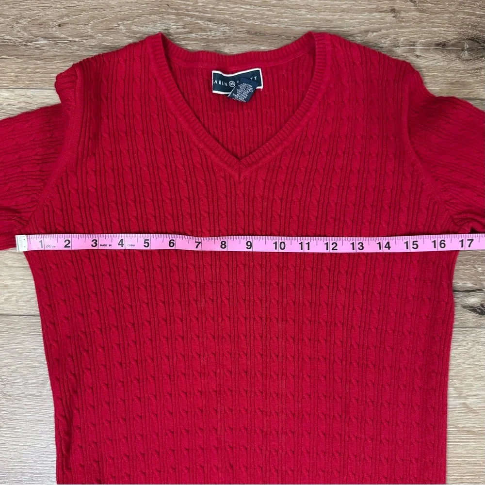 Like New KAREN SCOTT Red V Neck Sweater Size Medium - Picture 8 of 11